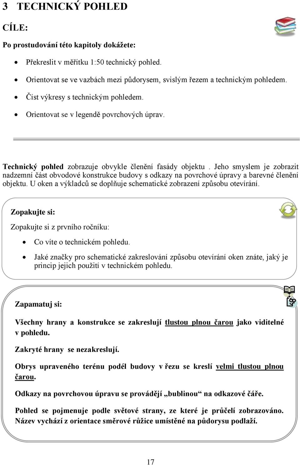 Jeho smyslem je zobrazit nadzemní část obvodové konstrukce budovy s odkazy na povrchové úpravy a barevné členění objektu. U oken a výkladců se doplňuje schematické zobrazení způsobu otevírání.