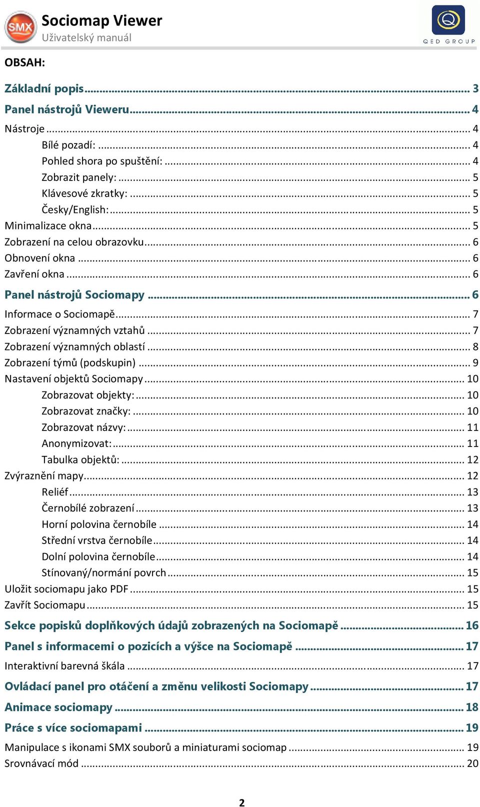 .. 7 Zobrazení významných oblastí... 8 Zobrazení týmů (podskupin)... 9 Nastavení objektů Sociomapy... 10 Zobrazovat objekty:... 10 Zobrazovat značky:... 10 Zobrazovat názvy:... 11 Anonymizovat:.