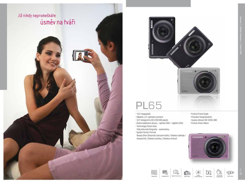 dokonalé fotografie automaticky Systém Perfect Portrait Beauty Shot (Dokonalé zobrazení tváře) / Detekce obličeje / Autoportrét /