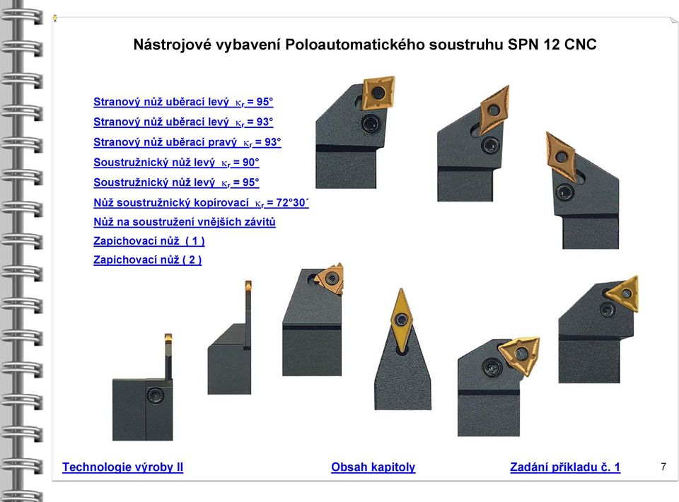 90 Soustružnický nůž levý κ r = 95 Nůž soustružnický kopírovací κ r = 72 30 Nůž na soustružení