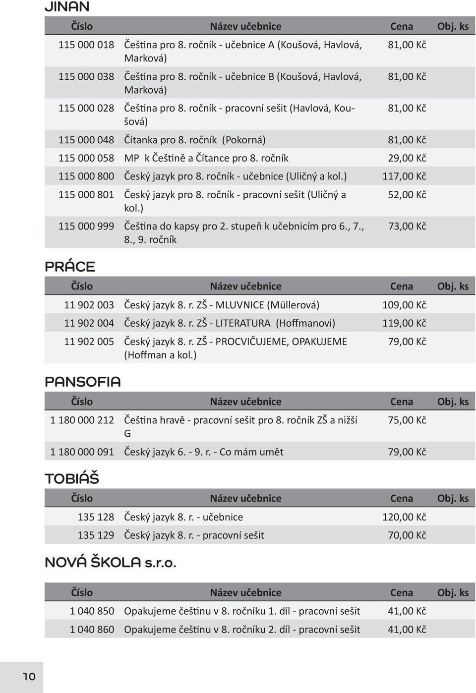 ročník - učebnice (Uličný a kol.) 117,00 Kč 115 000 801 Český jazyk pro 8. ročník - pracovní sešit (Uličný a 52,00 Kč kol.) 115 000 999 Čeština do kapsy pro 2. stupeň k učebnicím pro 6., 7., 8., 9.