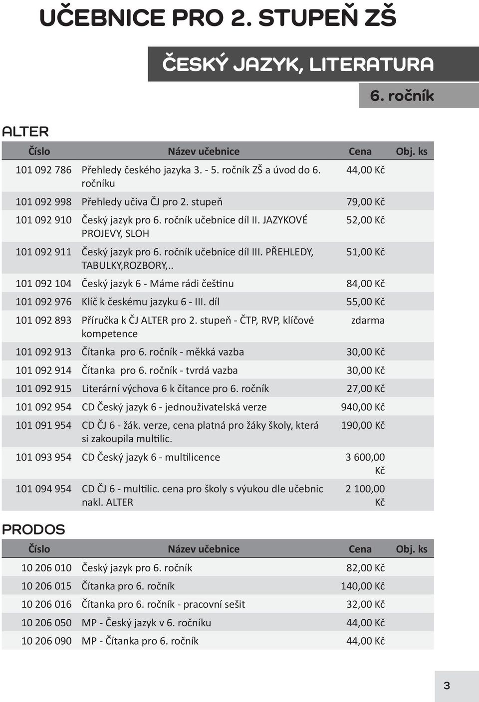 . 101 092 104 Český jazyk 6 - Máme rádi češtinu 84,00 Kč 101 092 976 Klíč k českému jazyku 6 - III. díl 55,00 Kč 101 092 893 Příručka k ČJ ALTER pro 2.