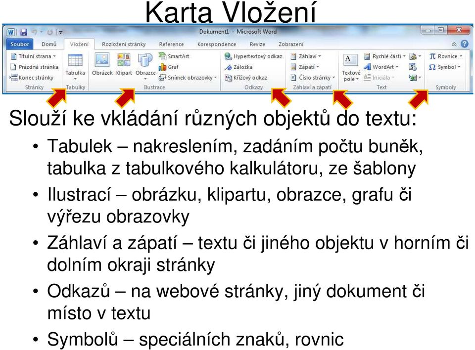 grafu či výřezu obrazovky Záhlaví a zápatí textu či jiného objektu v horním či dolním okraji