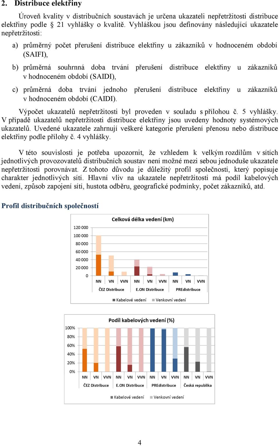 distribuce elektřiny u zákazníků v hodnoceném období (SAIDI), c) průměrná doba trvání jednoho přerušení distribuce elektřiny u zákazníků v hodnoceném období (CAIDI).