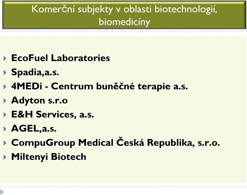 s. Adyton s.r.o E&H Services, a.s. AGEL,a.s. CompuGroup Medical Česká Republika, s.