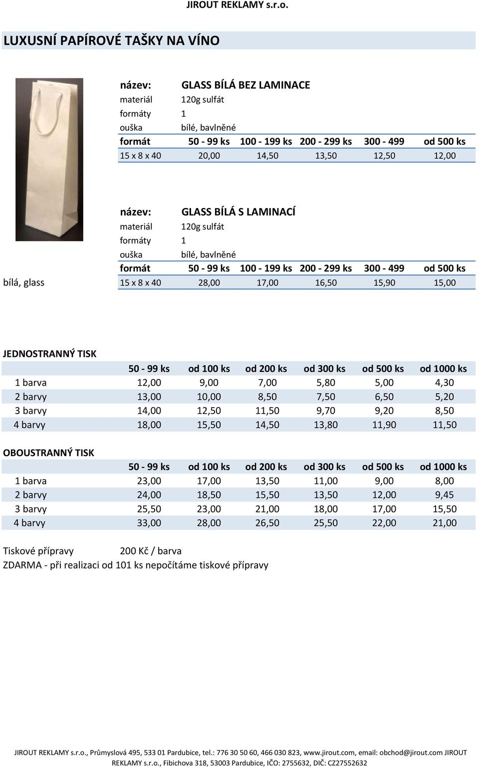 12,50 12,00 formáty 1 GLASS BÍLÁ S LAMINACÍ 120g sulfát ouška