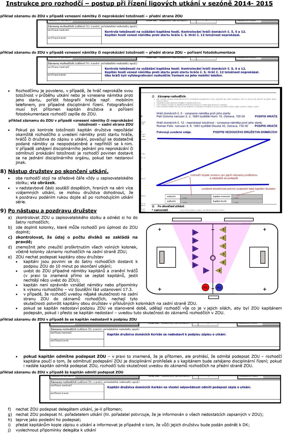 námitka proti jeho startu, pořídit fotografii hráče např. mobilním telefonem, pro případné disciplinární řízení.