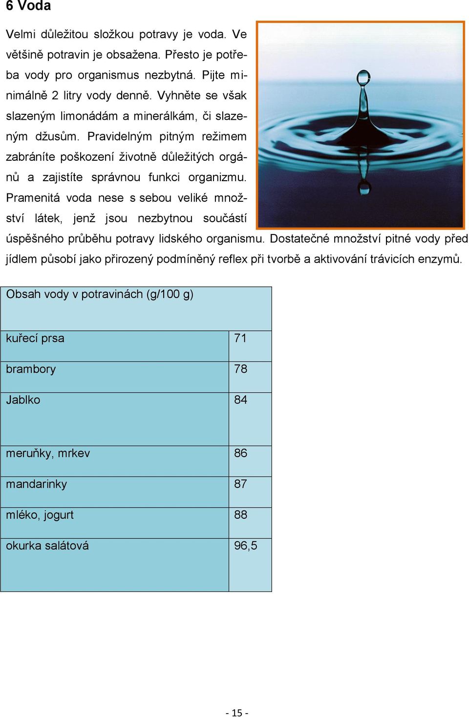 Pramenitá voda nese s sebou veliké množství látek, jenž jsou nezbytnou součástí úspěšného průběhu potravy lidského organismu.