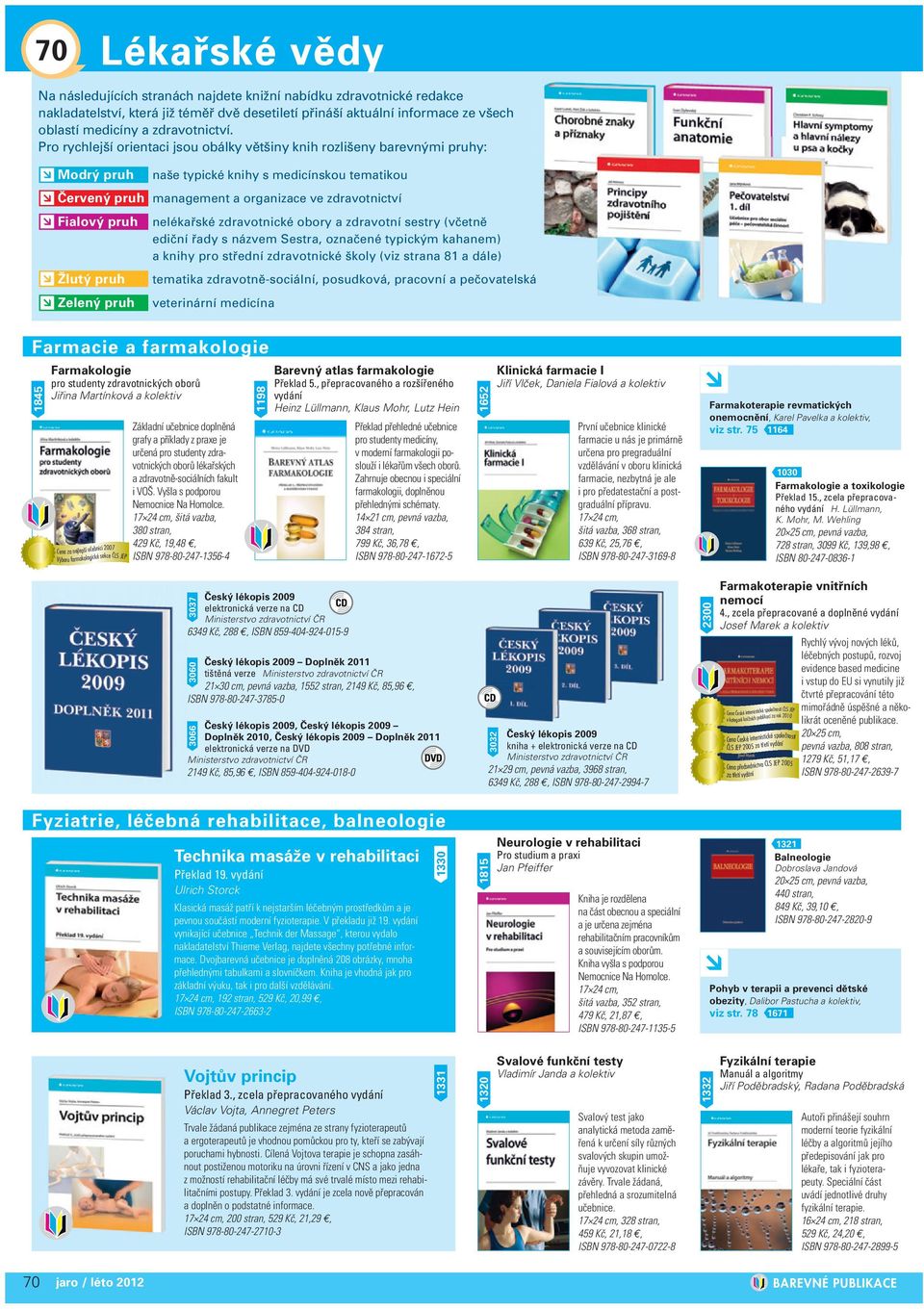 Pro rychlejší orientaci jsou obálky většiny knih rozlišeny barevnými pruhy: Modrý pruh naše typické knihy s medicínskou tematikou Červený pruh management a organizace ve zdravotnictví Fialový pruh