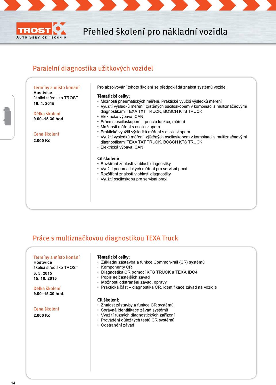 Praktické využití výsledků měření Využití výsledků měření zjištěných osciloskopem v kombinaci s multiznačnovými diagnostikami TEXA TXT TRUCK, BOSCH KTS TRUCK Elektrická výbava, CAN Práce s