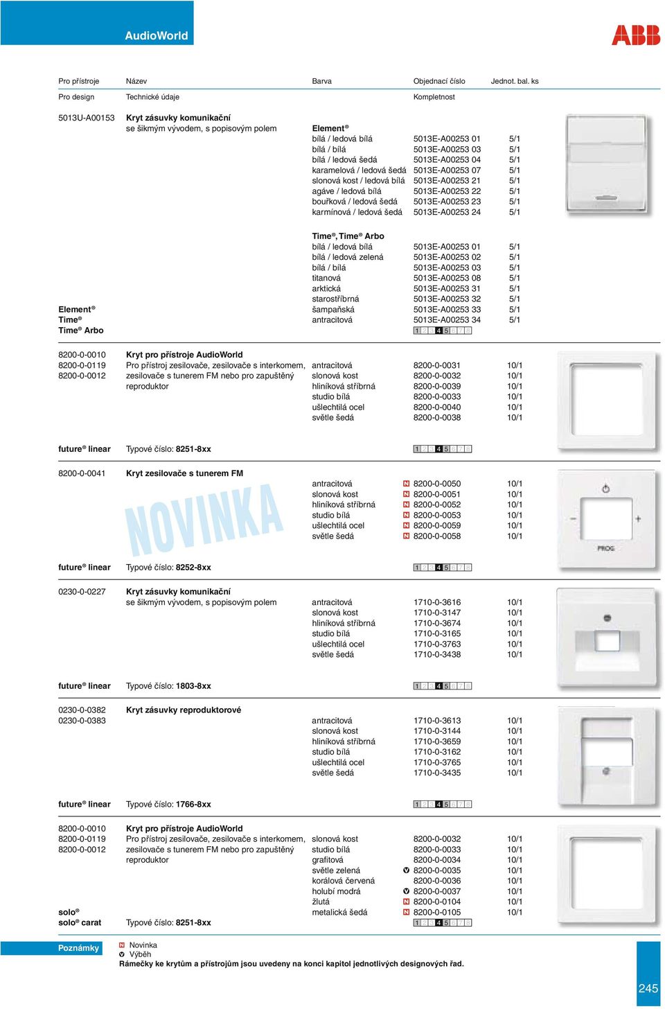 5013E-A00253 24 5/1, Arbo bílá / ledová bílá 5013E-A00253 01 5/1 bílá / ledová zelená 5013E-A00253 02 5/1 bílá / bílá 5013E-A00253 03 5/1 titanová 5013E-A00253 08 5/1 arktická 5013E-A00253 31 5/1