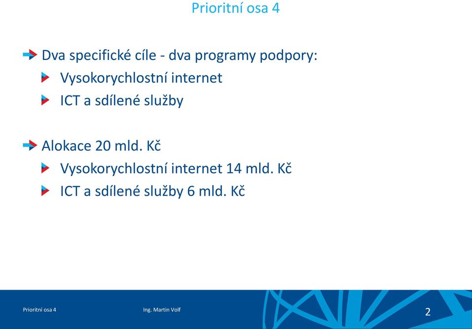 a sdílené služby Alokace 20 mld.