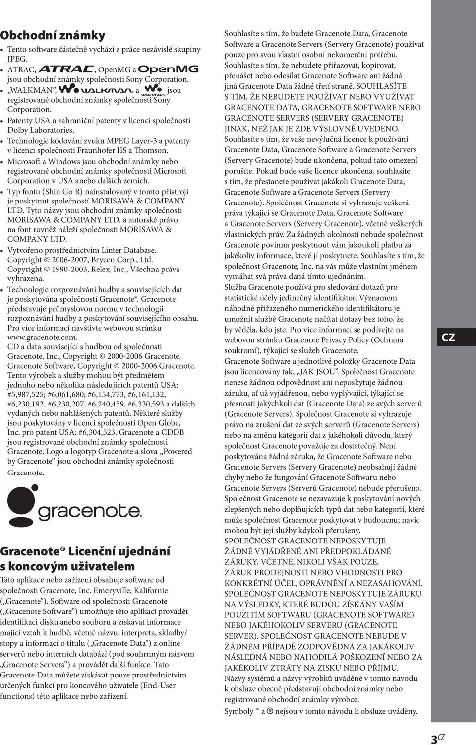 Technologie kódování zvuku MPEG Layer-3 a patenty v licenci společnosti Fraunhofer IIS a Thomson.