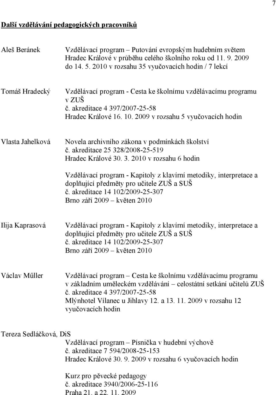 2009 v rozsahu 5 vyučovacích hodin Vlasta Jahelková Novela archivního zákona v podmínkách školství č. akreditace 25 32