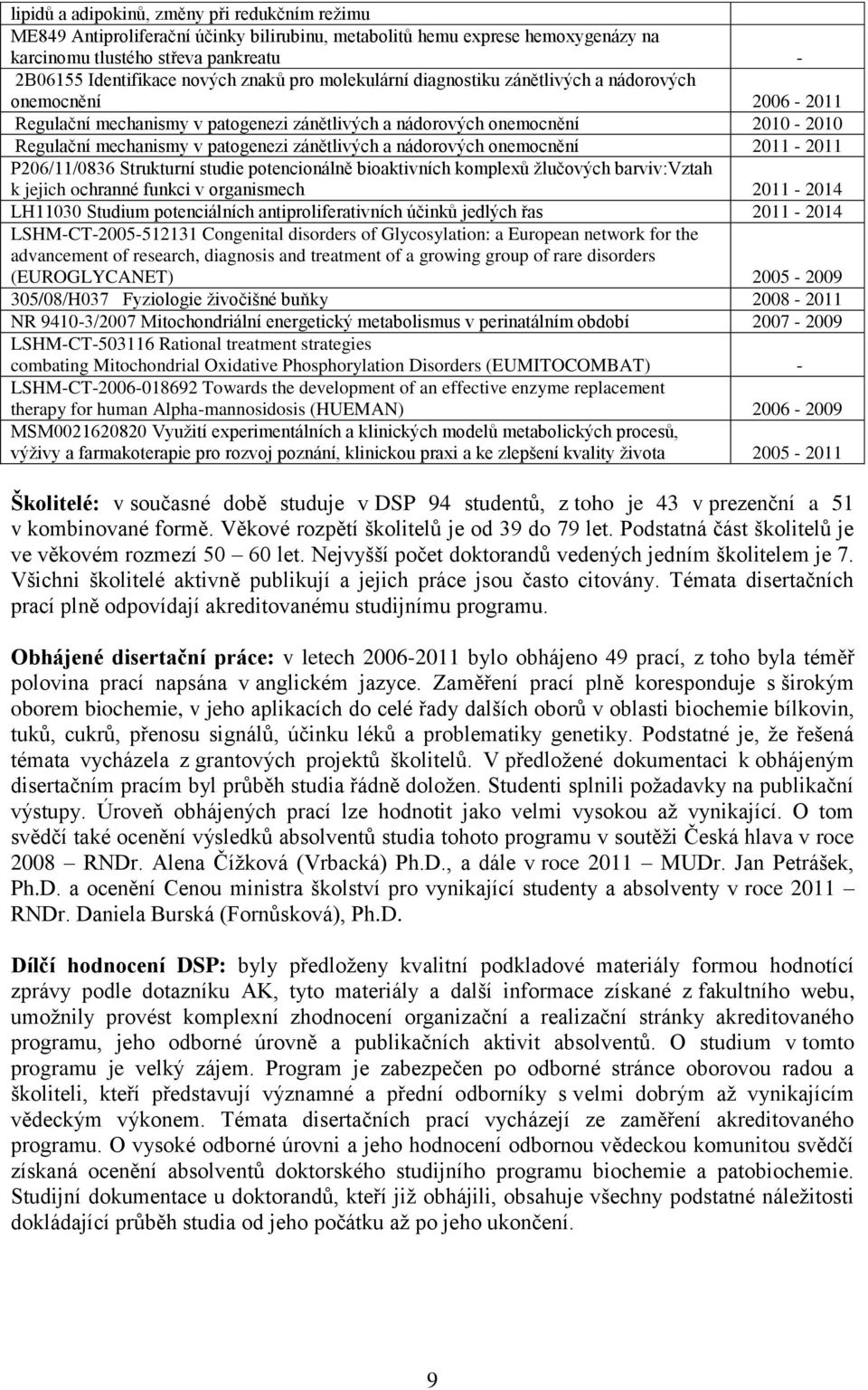 zánětlivých a nádorových onemocnění 2011-2011 P206/11/0836 Strukturní studie potencionálně bioaktivních komplexů ţlučových barviv:vztah k jejich ochranné funkci v organismech 2011-2014 LH11030