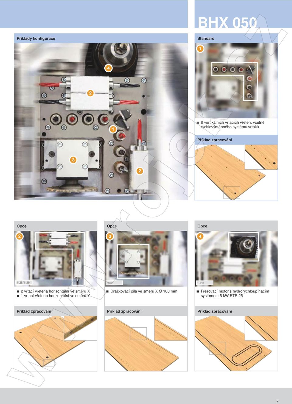 vrtací vřeteno horizontální ve směru Y Drážkovací pila ve směru X Ø 100 mm Frézovací motor s