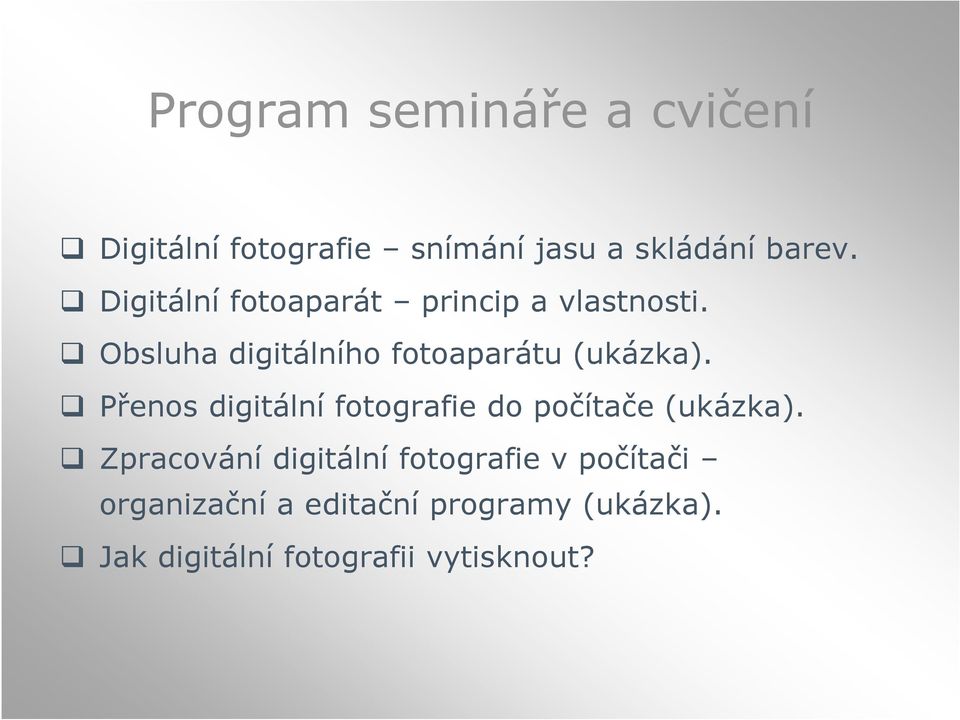 Přenos digitální fotografie do počítače (ukázka).