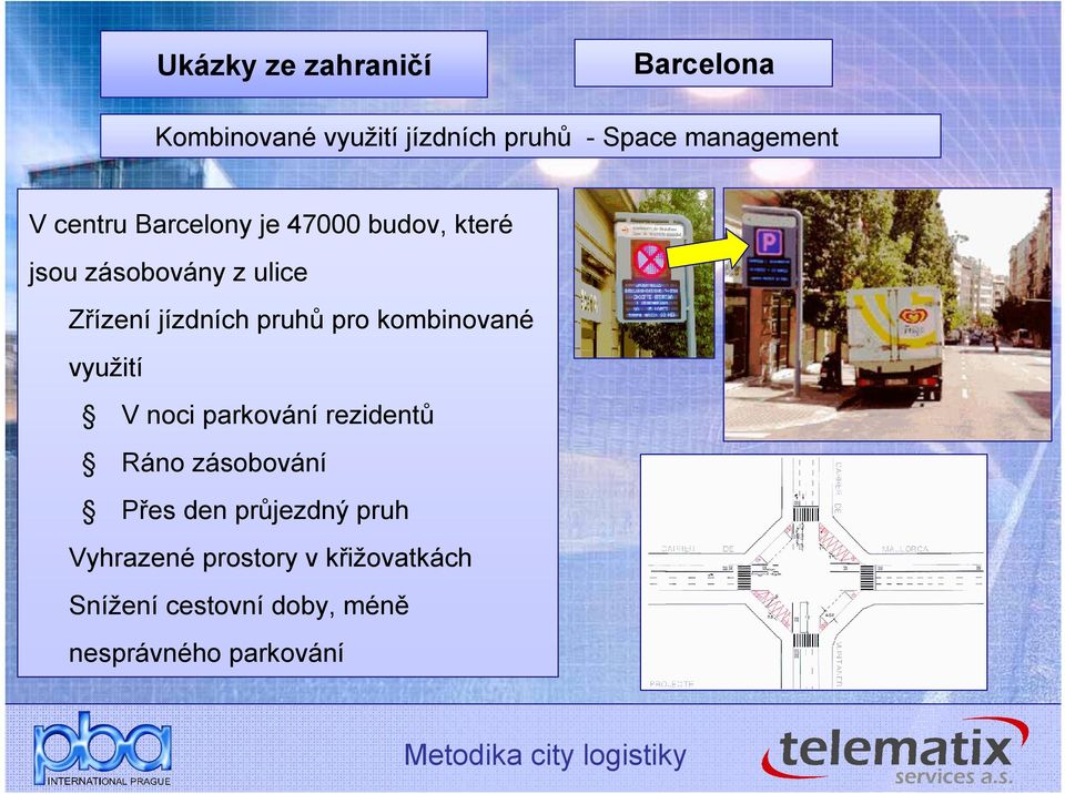 pro kombinované využití V noci parkování rezidentů Ráno zásobování Přes den průjezdný