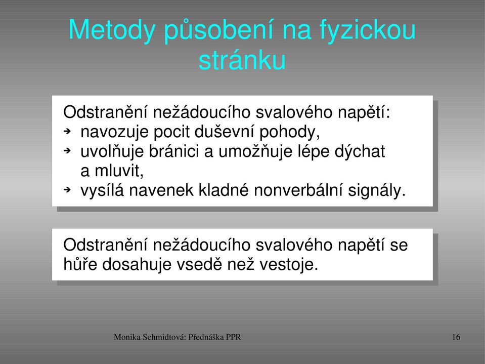 mluvit, vysílá navenek kladné nonverbální signály.