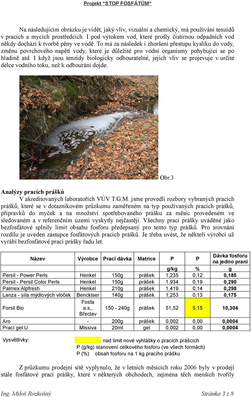 To má za následek i zhoršení přestupu kyslíku do vody, změnu povrchového napětí vody, které je důležité pro vodní organismy pohybující se po hladině atd.