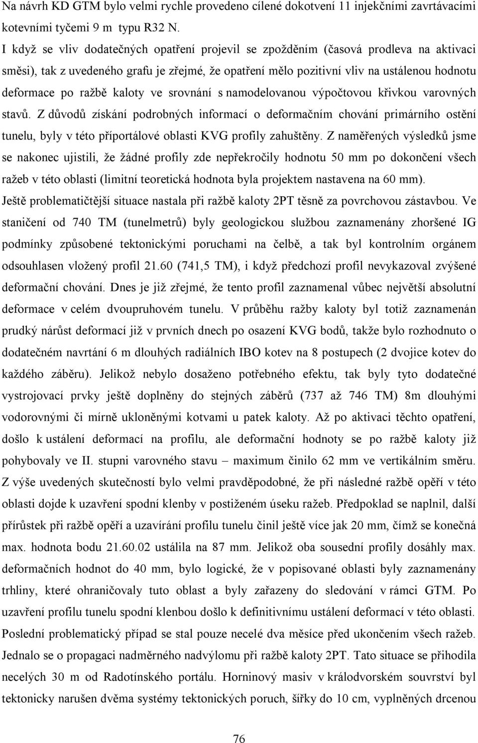 kaloty ve srovnání s namodelovanou výpočtovou křivkou varovných stavů.