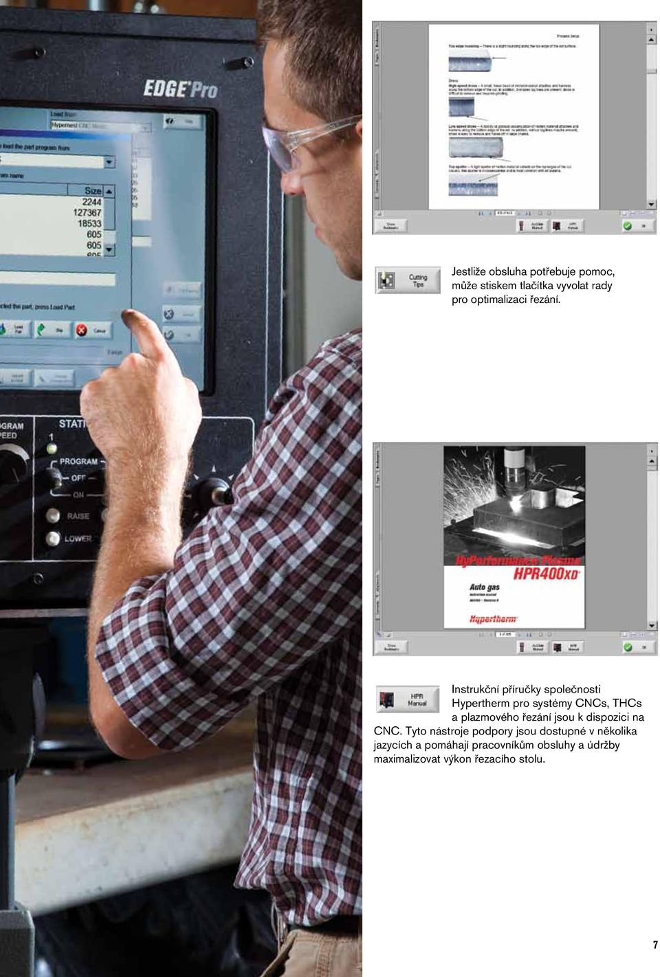 Instrukční příručky společnosti Hypertherm pro systémy CNCs, THCs a plazmového