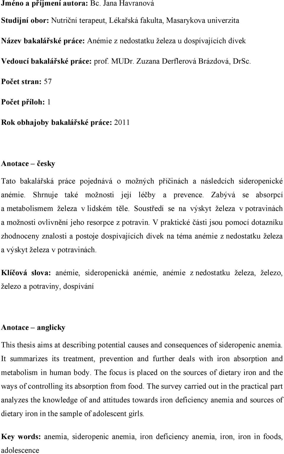 Lékařská fakulta BAKALÁŘSKÁ PRÁCE V OBORU NUTRIČNÍ TERAPEUT - PDF Free  Download