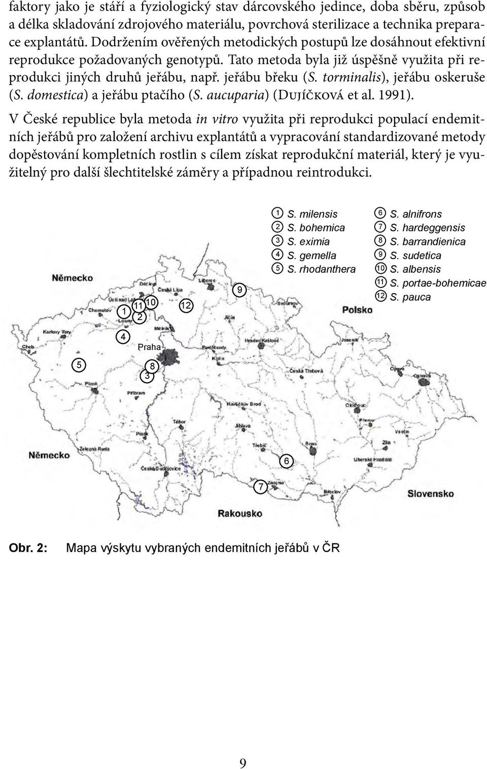 torminalis), jeřábu oskeruše (S. domestica) a jeřábu ptačího (S. aucuparia) (Dujíčková et al. 1991).
