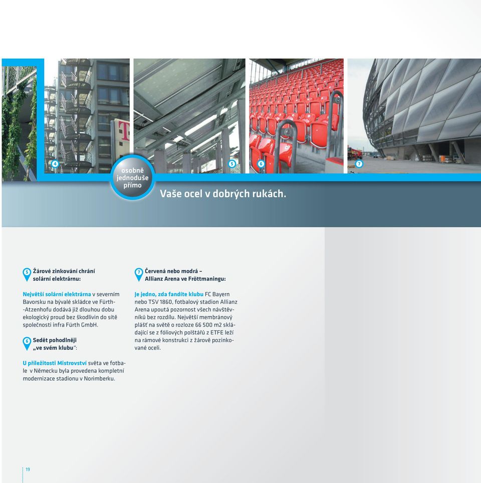 6 Sedět pohodlněji ve svém klubu : 7 Červená nebo modrá Allianz Arena ve Fröttmaningu: Je jedno, zda fandíte klubu FC Bayern nebo TSV 1860, fotbalový stadion Allianz Arena upoutá