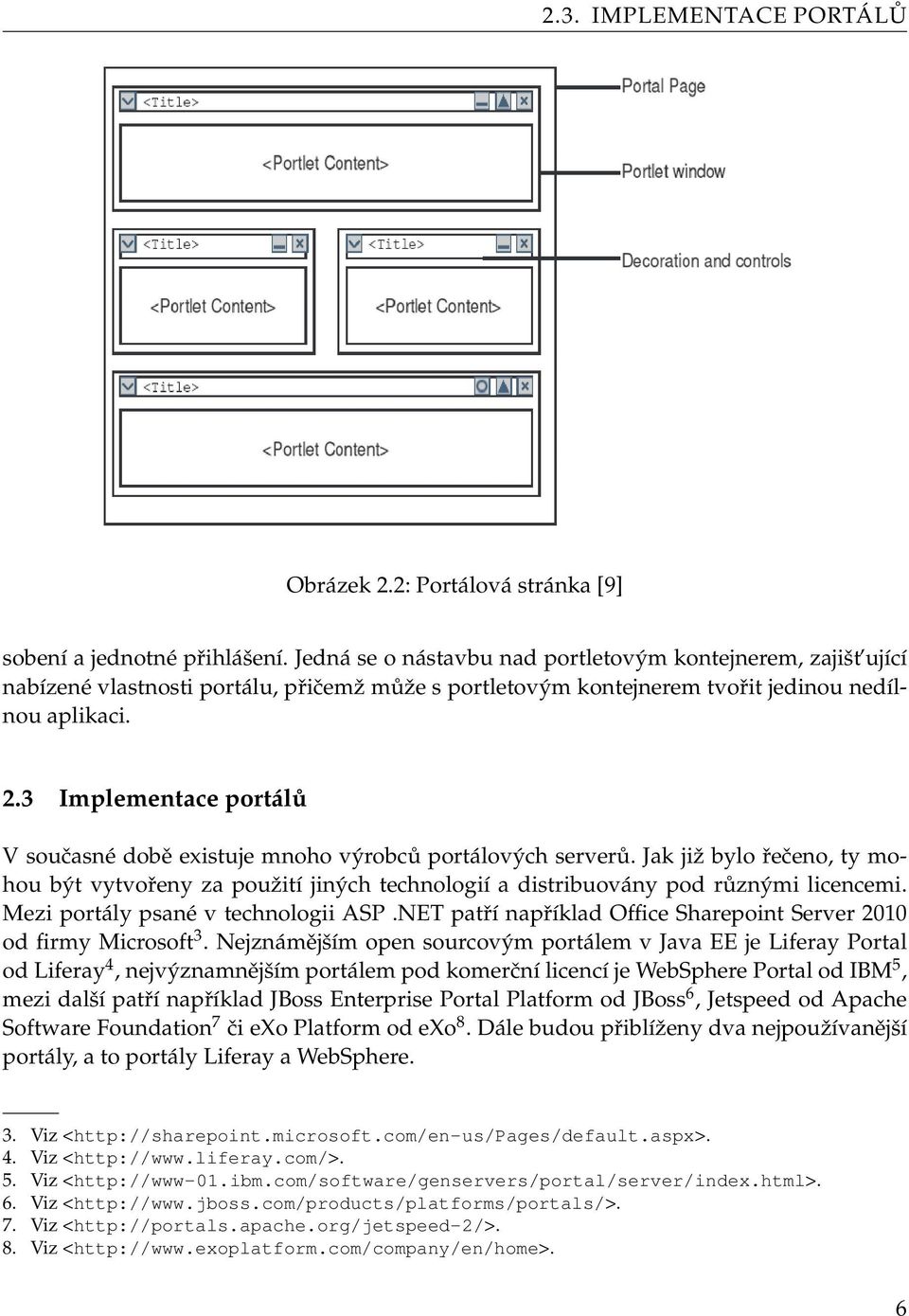 3 Implementace portálů V současné době existuje mnoho výrobců portálových serverů. Jak již bylo řečeno, ty mohou být vytvořeny za použití jiných technologií a distribuovány pod různými licencemi.