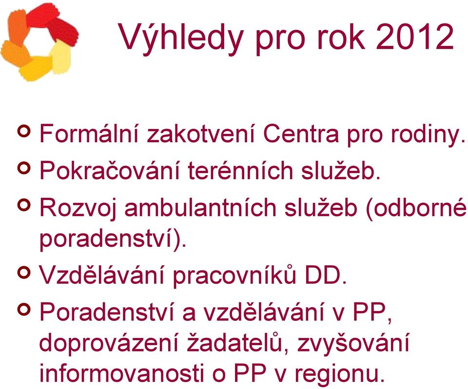 Rozvoj ambulantních služeb (odborné poradenství).