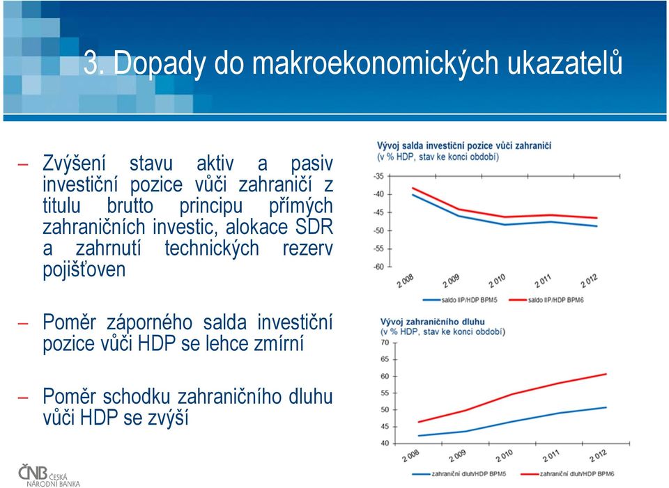 alokace SDR a zahrnutí technických rezerv pojišťoven Poměr záporného salda