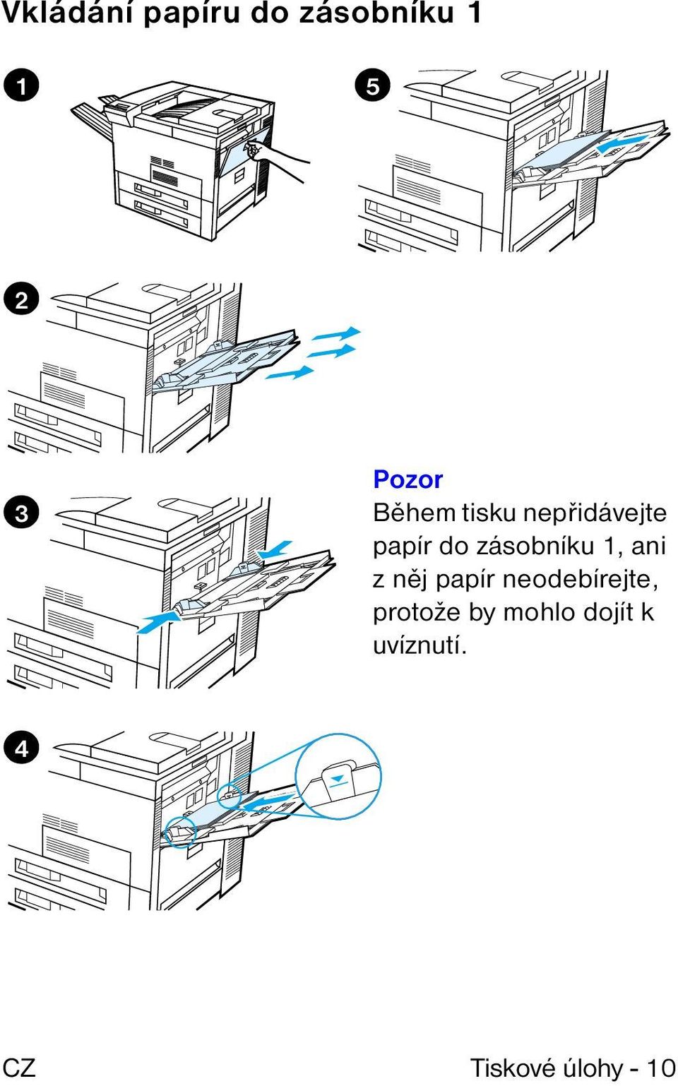 zásobníku 1, ani z něj papír neodebírejte,