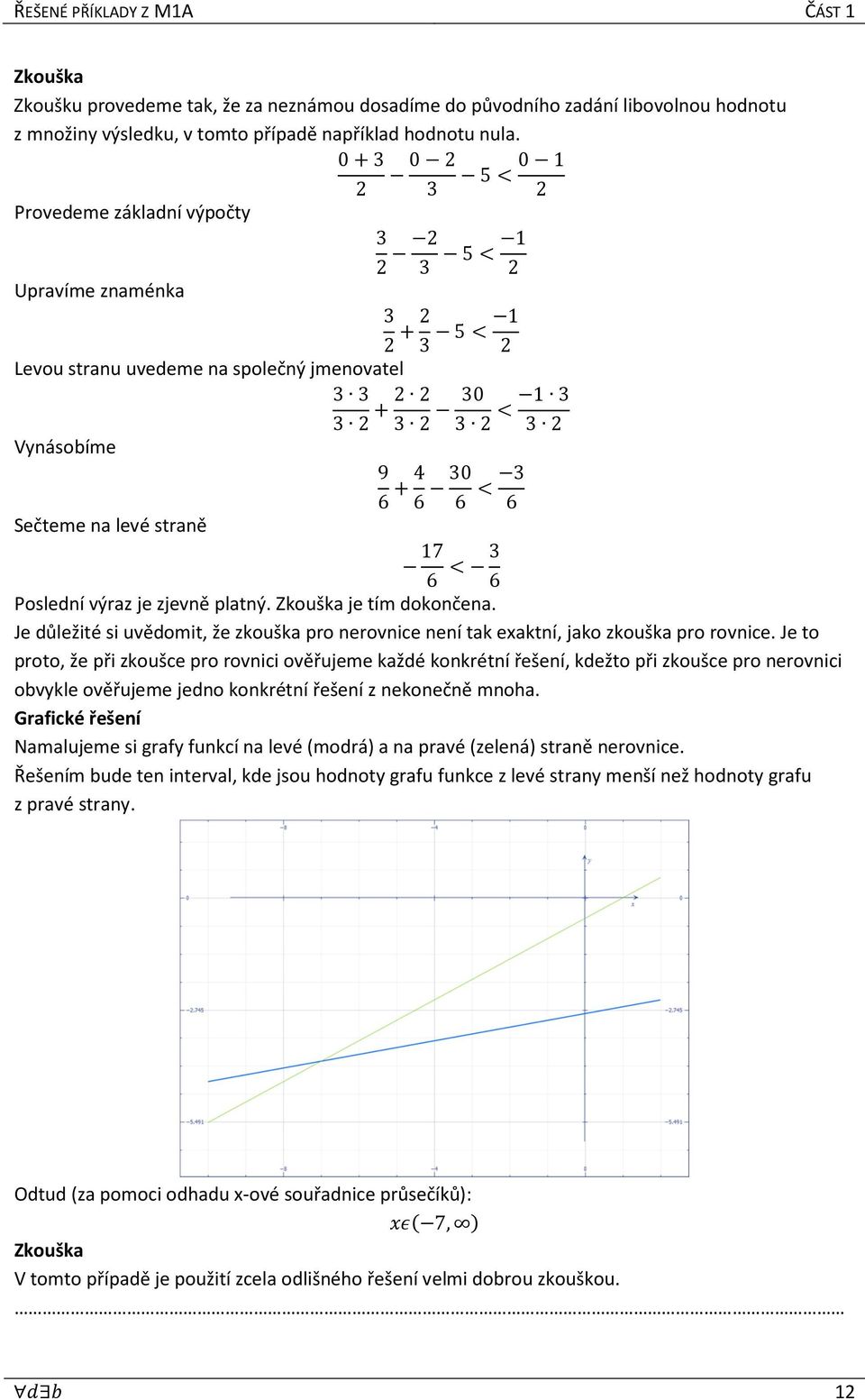 6 30 6 3 6 7 6 3 6 Poslední výraz je zjevně platný. je tím dokončena. Je důležité si uvědomit, že zkouška pro nerovnice není tak exaktní, jako zkouška pro rovnice.