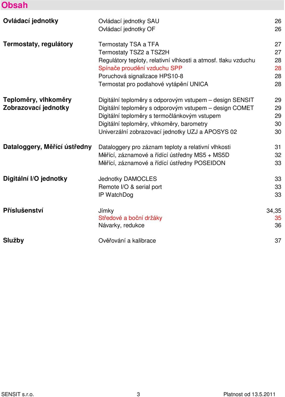 29 Zobrazovací jednotky Digitální teploměry s odporovým vstupem design COMET 29 Digitální teploměry s termočlánkovým vstupem 29 Digitální teploměry, vlhkoměry, barometry 30 Univerzální zobrazovací