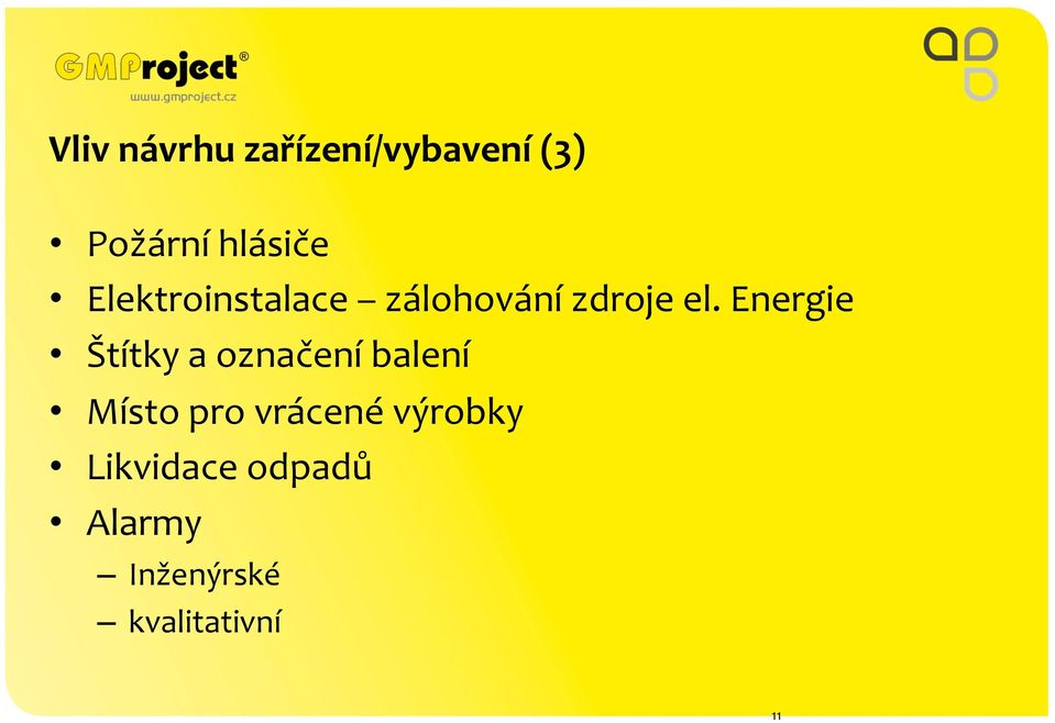 Energie Štítky a označení balení Místo pro