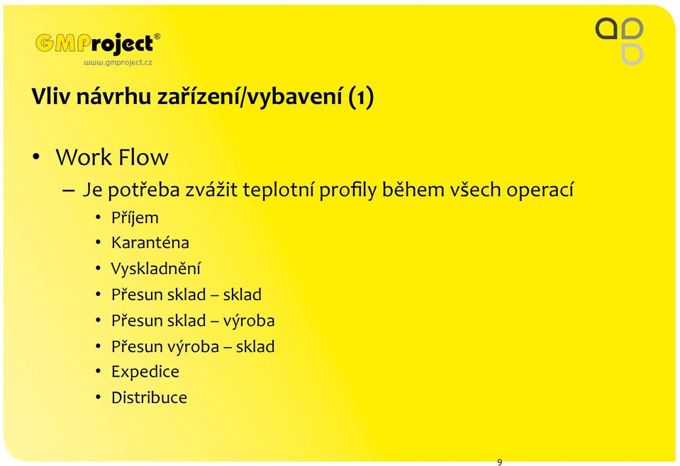 Příjem Karanténa Vyskladnění Přesun sklad sklad