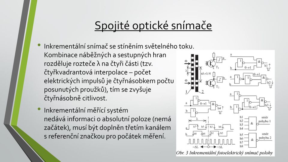 čtyřkvadrantová interpolace počet elektrických impulsů je čtyřnásobkem počtu posunutých proužků), tím se zvyšuje