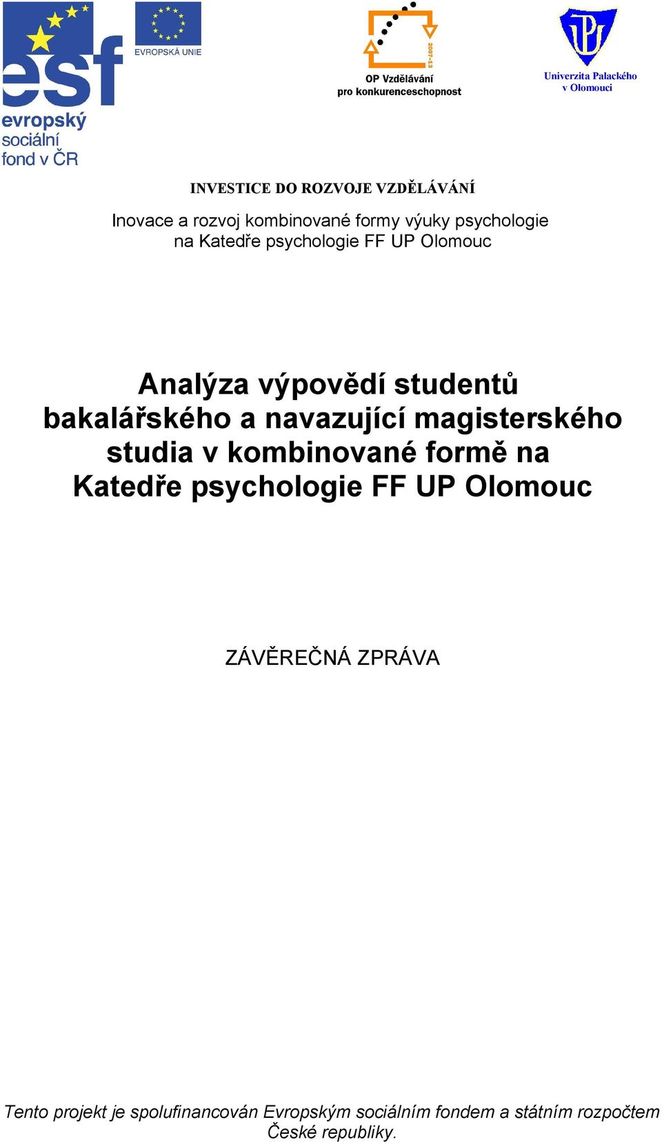 magisterského studia v kombinované