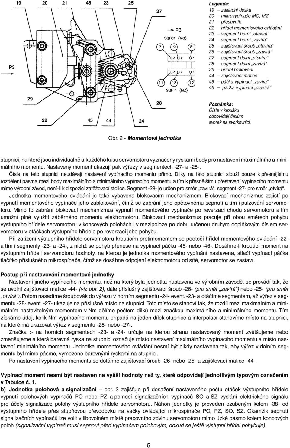 Čísla v kroužku odpovídají číslům svorek na svorkovnici. Obr.