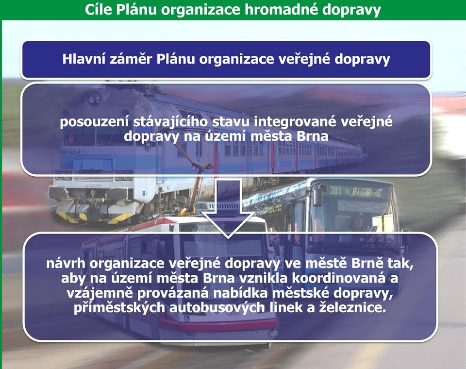 organizace veřejné dopravy ve městě Brně tak, aby na území města Brna vznikla