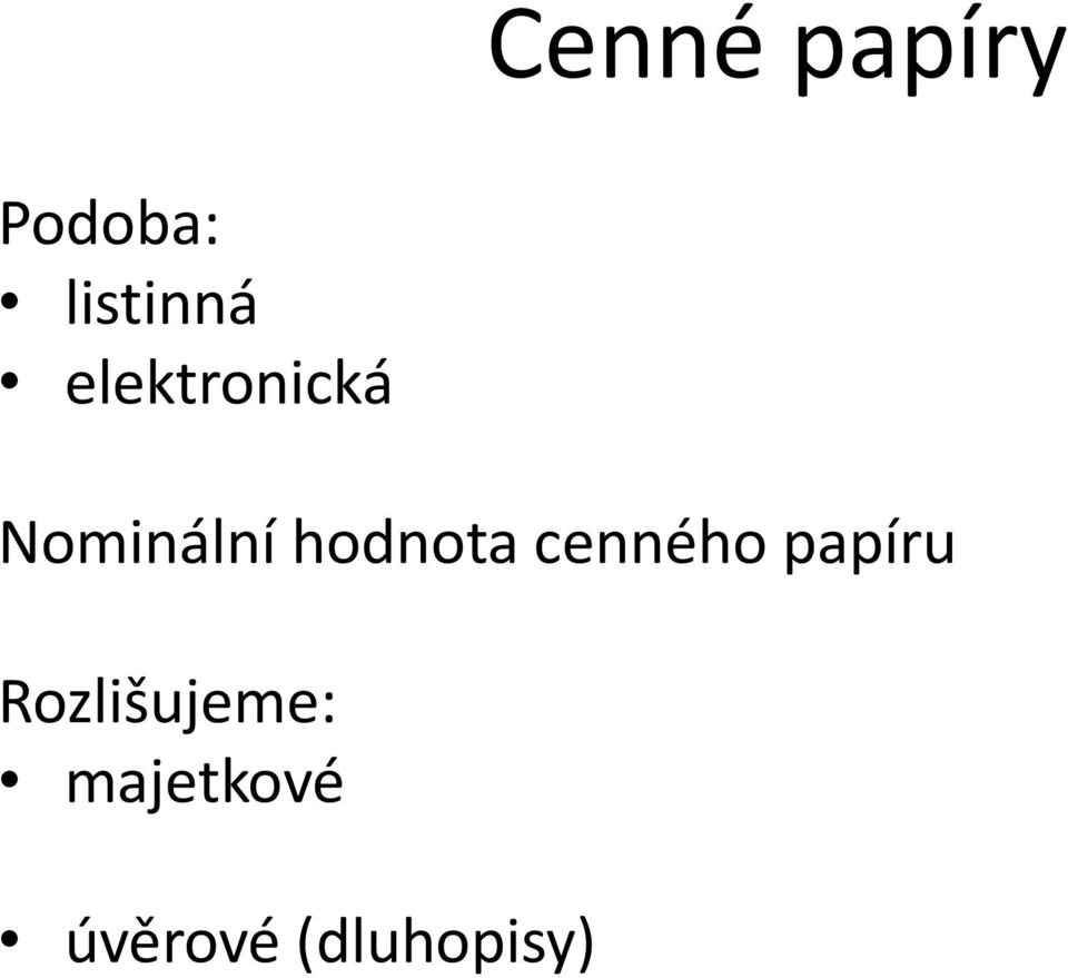 hodnota cenného papíru