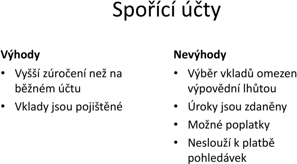 Výběr vkladů omezen výpovědní lhůtou Úroky