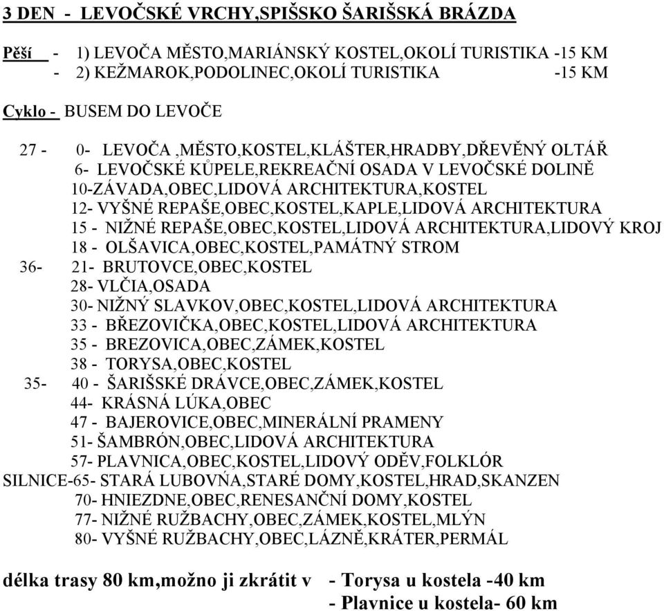 15 - NIŽNÉ REPAŠE,OBEC,KOSTEL,LIDOVÁ ARCHITEKTURA,LIDOVÝ KROJ 18 - OLŠAVICA,OBEC,KOSTEL,PAMÁTNÝ STROM 36-21- BRUTOVCE,OBEC,KOSTEL 28- VLČIA,OSADA 30- NIŽNÝ SLAVKOV,OBEC,KOSTEL,LIDOVÁ ARCHITEKTURA 33