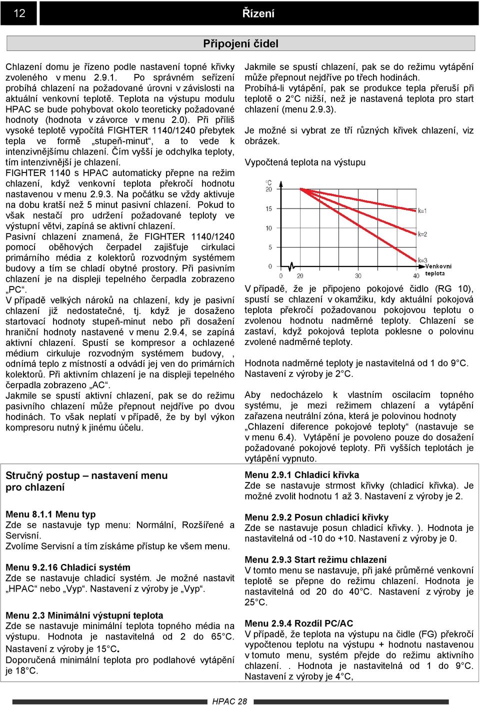 Při příliš vysoké teplotě vypočítá FIGHTER 1140/1240 přebytek tepla ve formě stupeň-minut, a to vede k intenzivnějšímu chlazení. Čím vyšší je odchylka teploty, tím intenzivnější je chlazení.