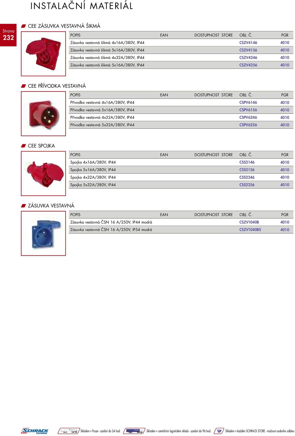 vestavná 4x32A/380V, IP44 Přívodka vestavná 5x32A/380V, IP44 CSPV6146 CSPV6156 CSPV6246 CSPV6256 W CEE SPOJKA Spojka 4x16A/380V, IP44 Spojka 5x16A/380V, IP44 Spojka 4x32A/380V,