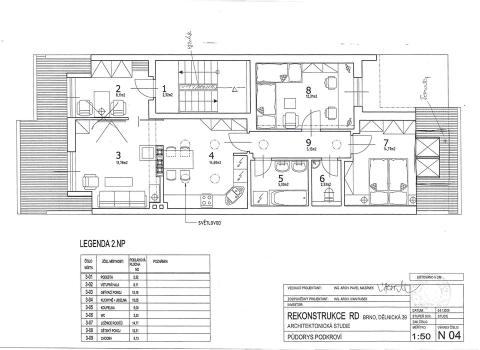 31 3-09 CHODBA 5,13 n. <,.ý \ VEDOU cl PROJEKTANT: NG. ARCH. PAVEL MAZÁNEK r \JJL ;;(;: '.'.,,,\\ ZODPOVDNÝ PROJEKTANT: NG. ARCH. VAN RUSEK NVESTOR:. --.