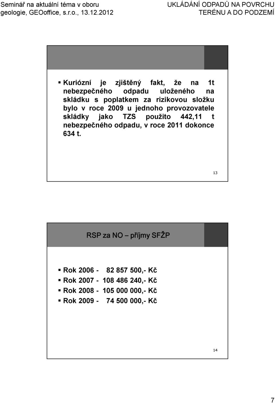 442,11 t nebezpečného odpadu, v roce 2011 dokonce 634 t.