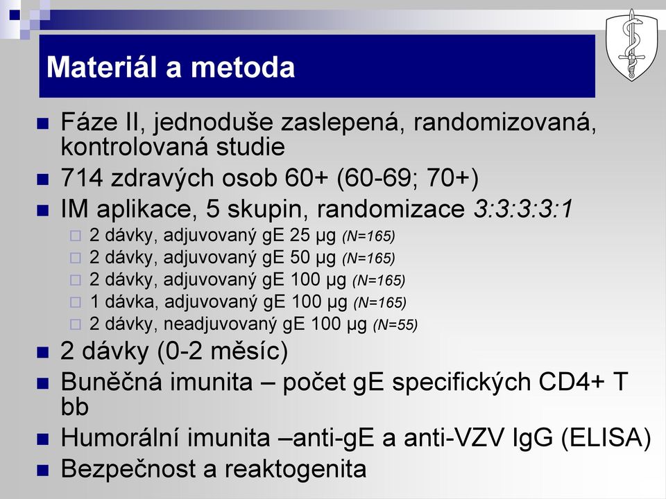 dávky, adjuvovaný ge 100 μg (N=165) 1 dávka, adjuvovaný ge 100 μg (N=165) 2 dávky, neadjuvovaný ge 100 μg (N=55) 2 dávky