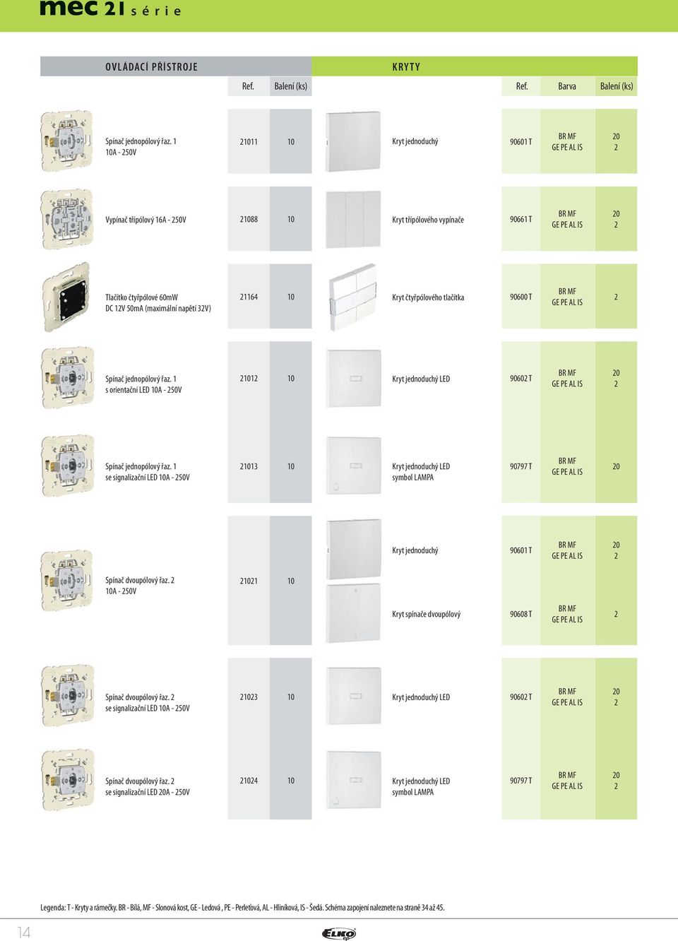 90600 T Spínač jednopólový řaz. s orientační LED 0A - 50V 0 0 Kryt jednoduchý LED 9060 T 0 Spínač jednopólový řaz.